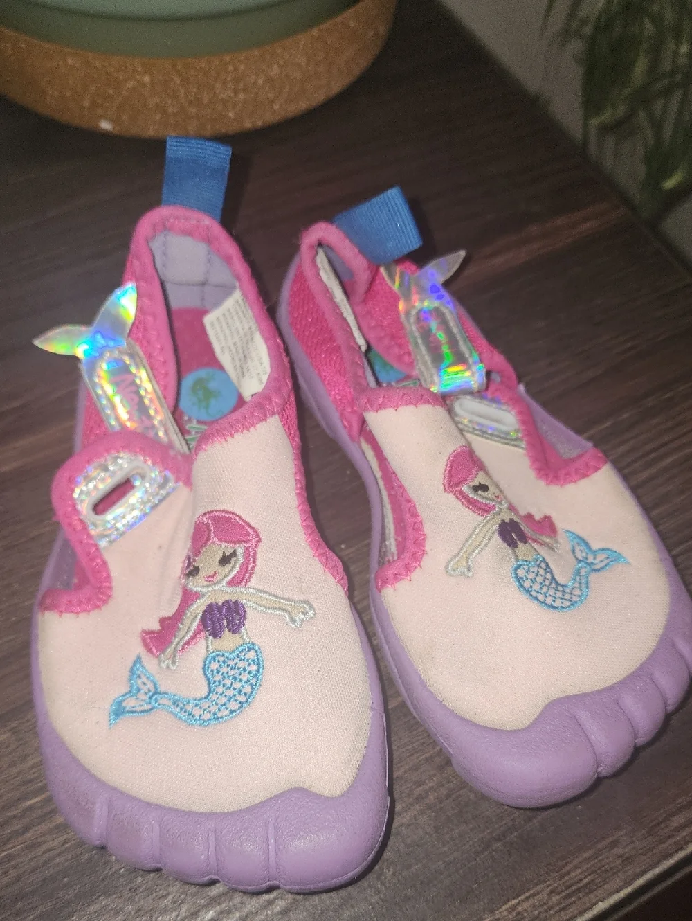 Girls' Pink & Purple Mermaid Water Shoes - Slip-On Swim Shoes